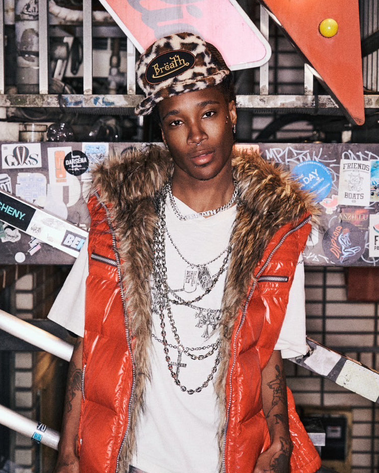 FAUX LEOPARD FUR CAP / BROWN – BREATH - サイズ 頭周り(cm) OS 58-62