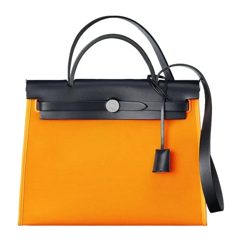 エルメス エールバッグ ジップ PM トワルオフィシェ オレンジ×ブラック