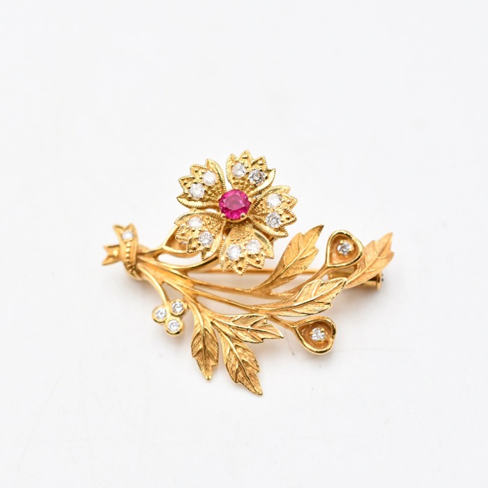 ルビー ダイヤブローチ K18 R0.2 D 買取実績【買取日：2023年3月30日