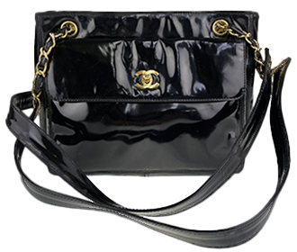 パテント レザー ブラック バニティ ハンドバッグ|古い買取実績|キズ