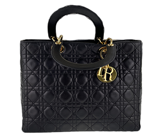 レディディオール カナージュ ラージ ラムスキン ネイビー 2WAY