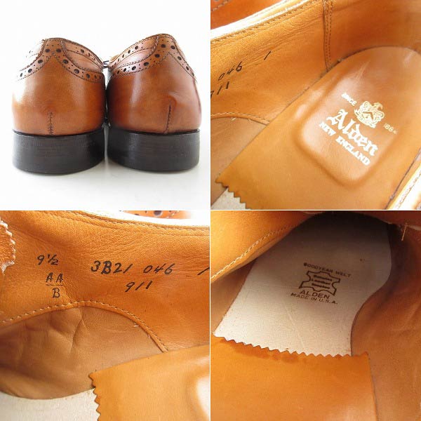 USA製 Alden オールデン #911 セミブローグ シューズ 茶系 26cm