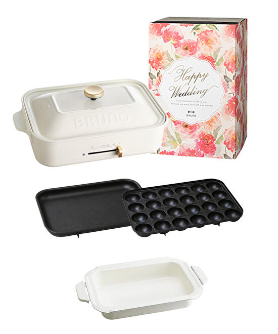 結婚祝い》コンパクトホットプレート+鍋 ギフトセット ホワイトの通販