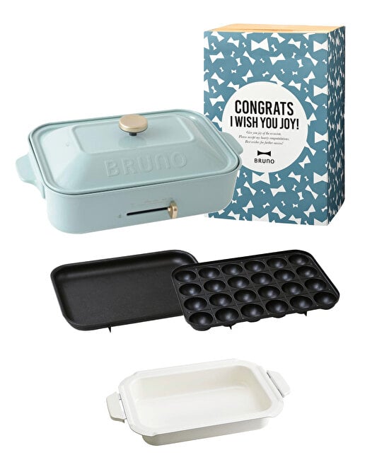 おめでとう》コンパクトホットプレート＋鍋 ギフトセット ホワイトの