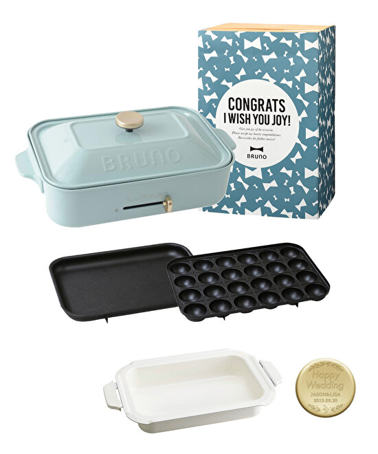 おめでとう》コンパクトホットプレート＋鍋＋刻印ノブ ギフトセット