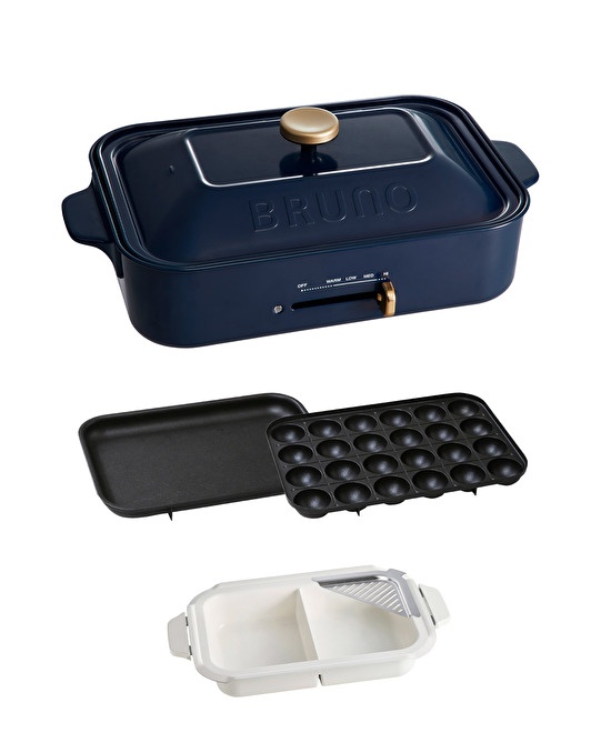 コンパクトホットプレート＋セラミックコート仕切り鍋セット ホワイト