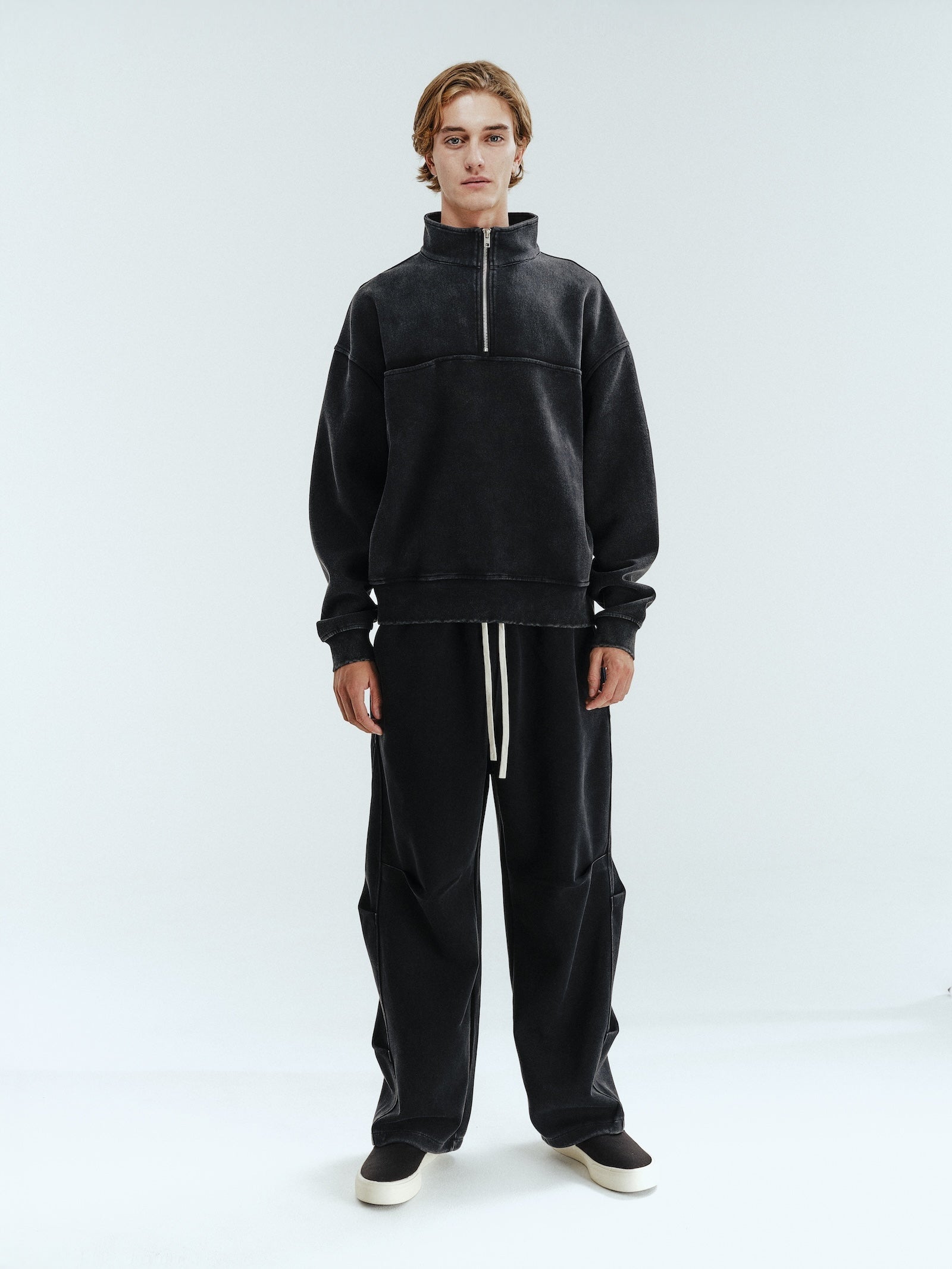 BTMK HALF ZIP SWEAT washed XS919