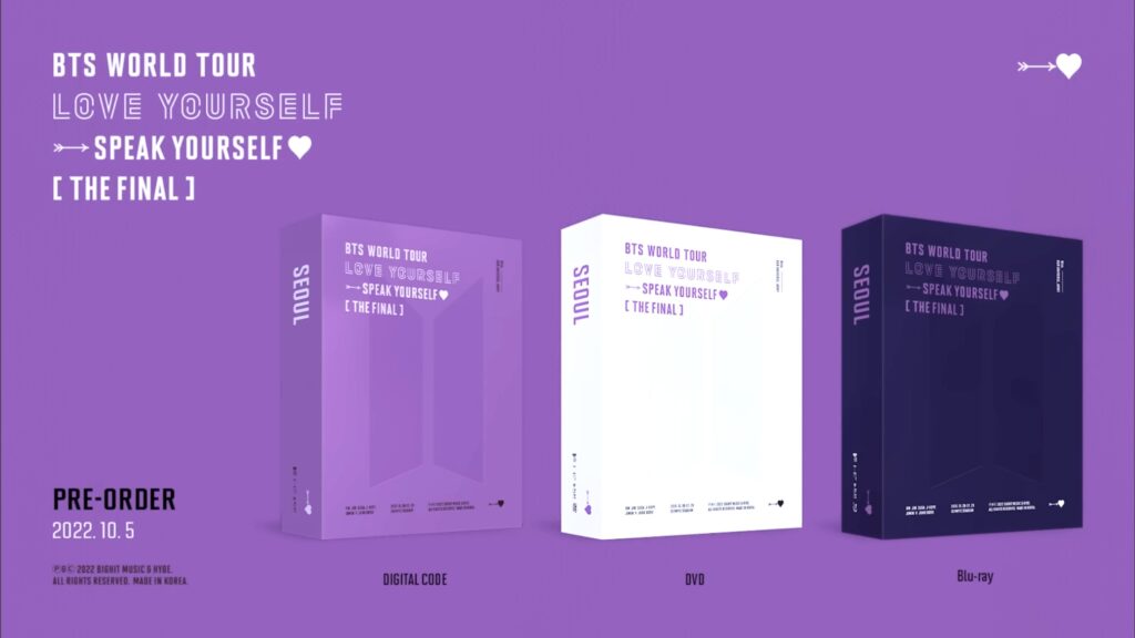 BTS SPEAK YOURSELF ソウルコンファイナルのDVD、Blu-ray、デジタル