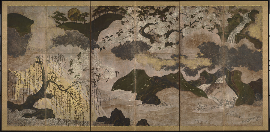 日月山水図屏風 文化遺産オンライン