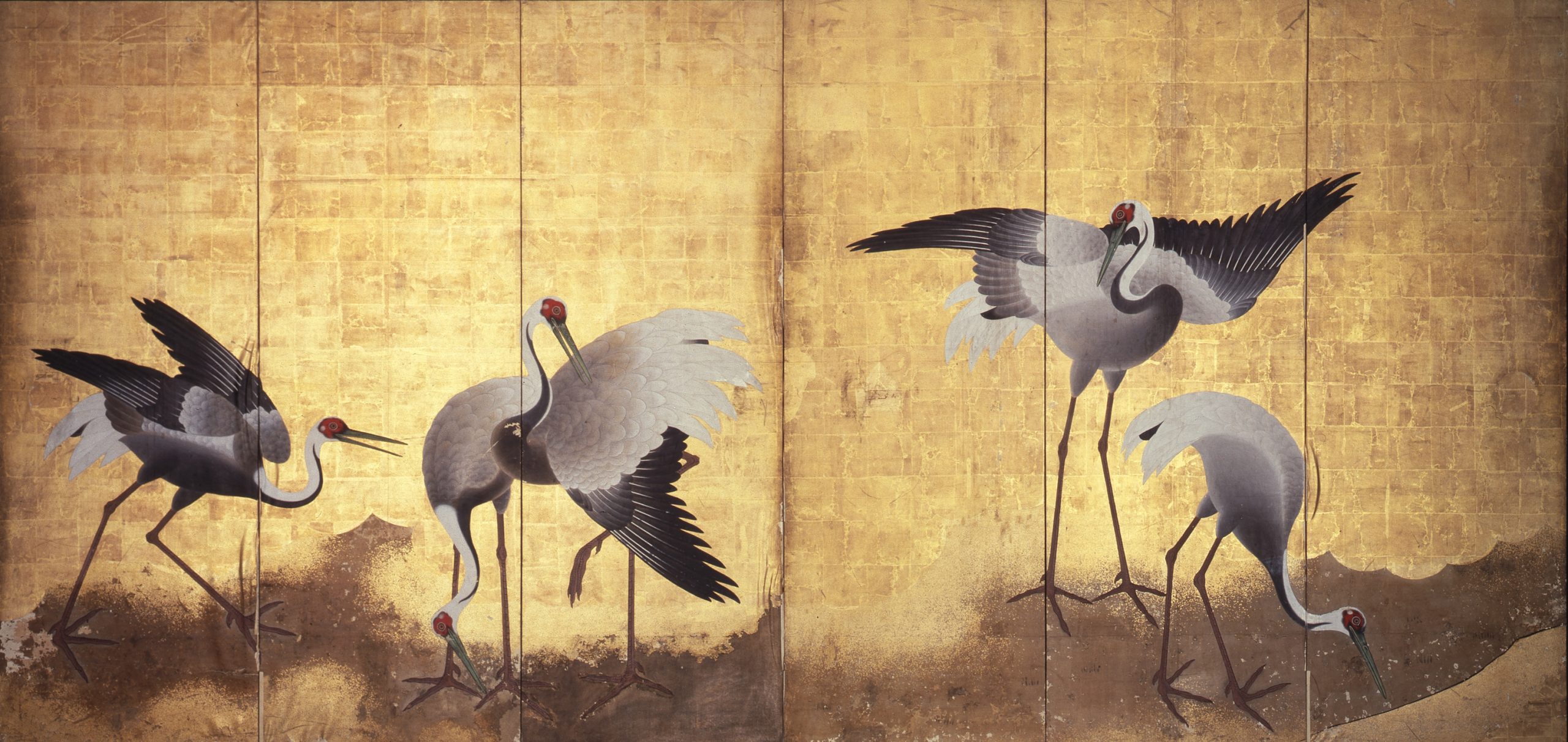 鶴の絵の木製屏風 3つ折り 【公式通販】