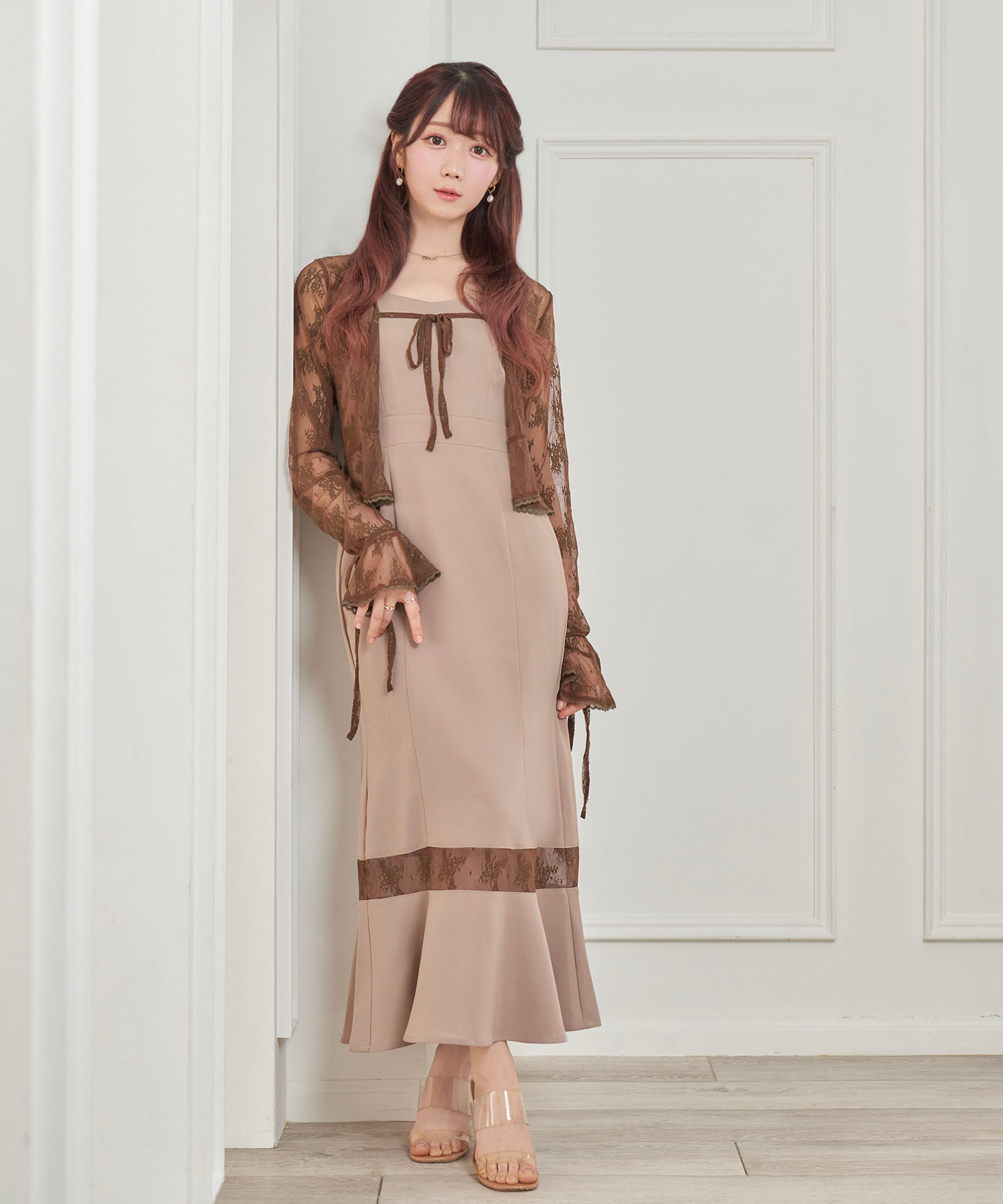 Ribbon tie tweed mini onepiece – BUNNY APARTMENT