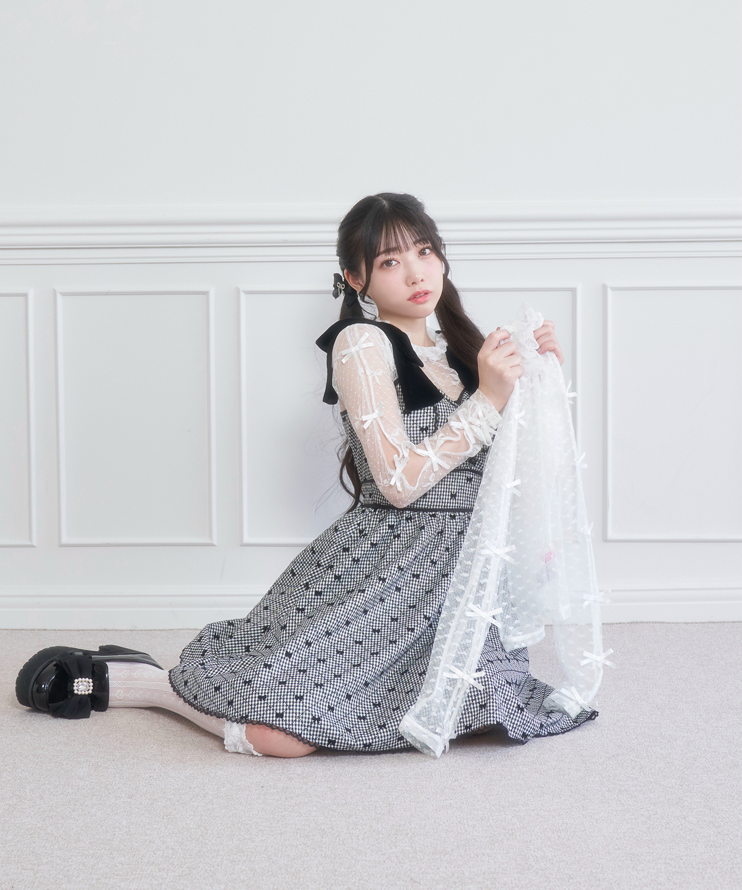 肩リボンパイピングジャンパースカート – BUNNY APARTMENT