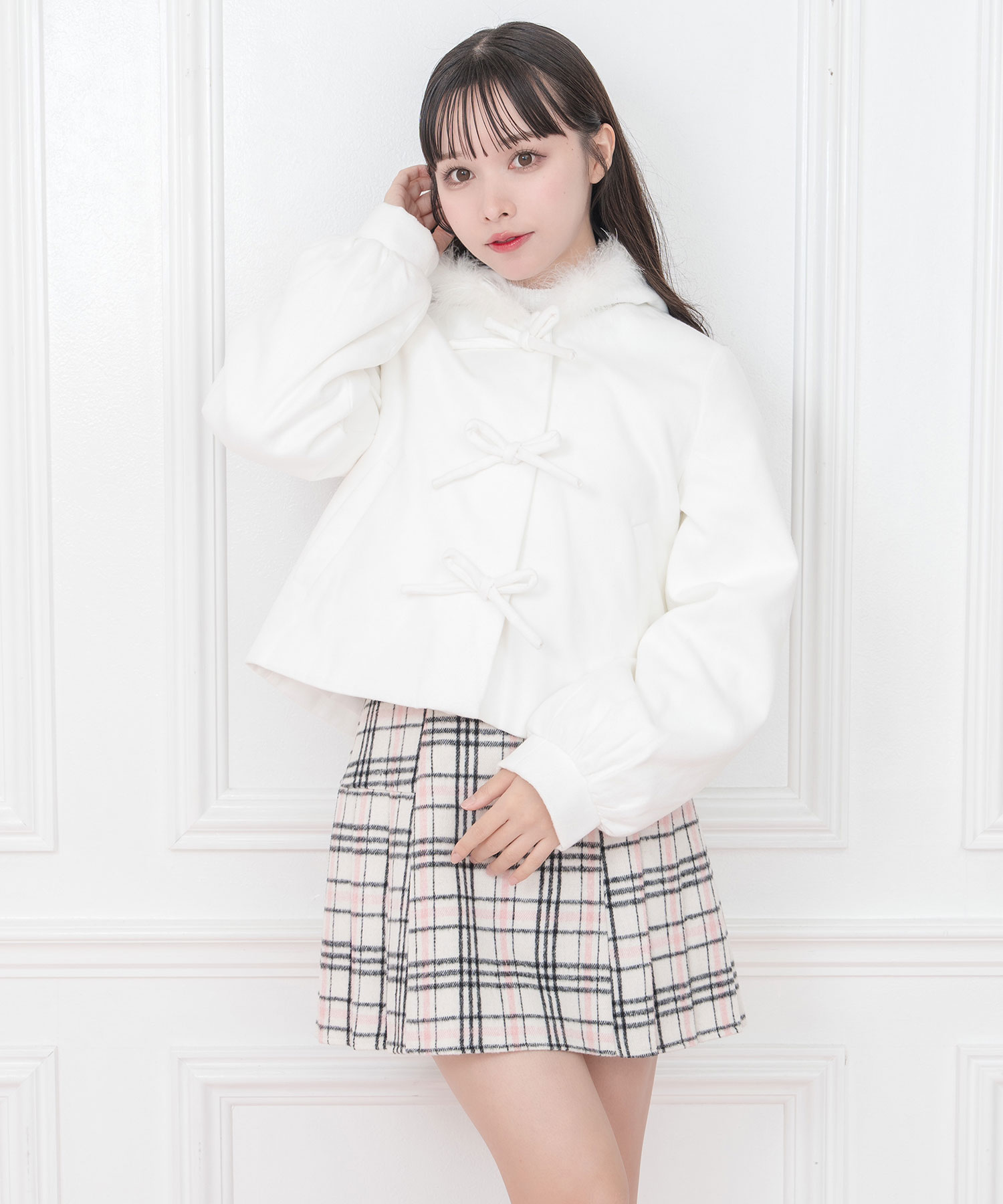 トリプルリボンフェザーフードショートコート – BUNNY APARTMENT