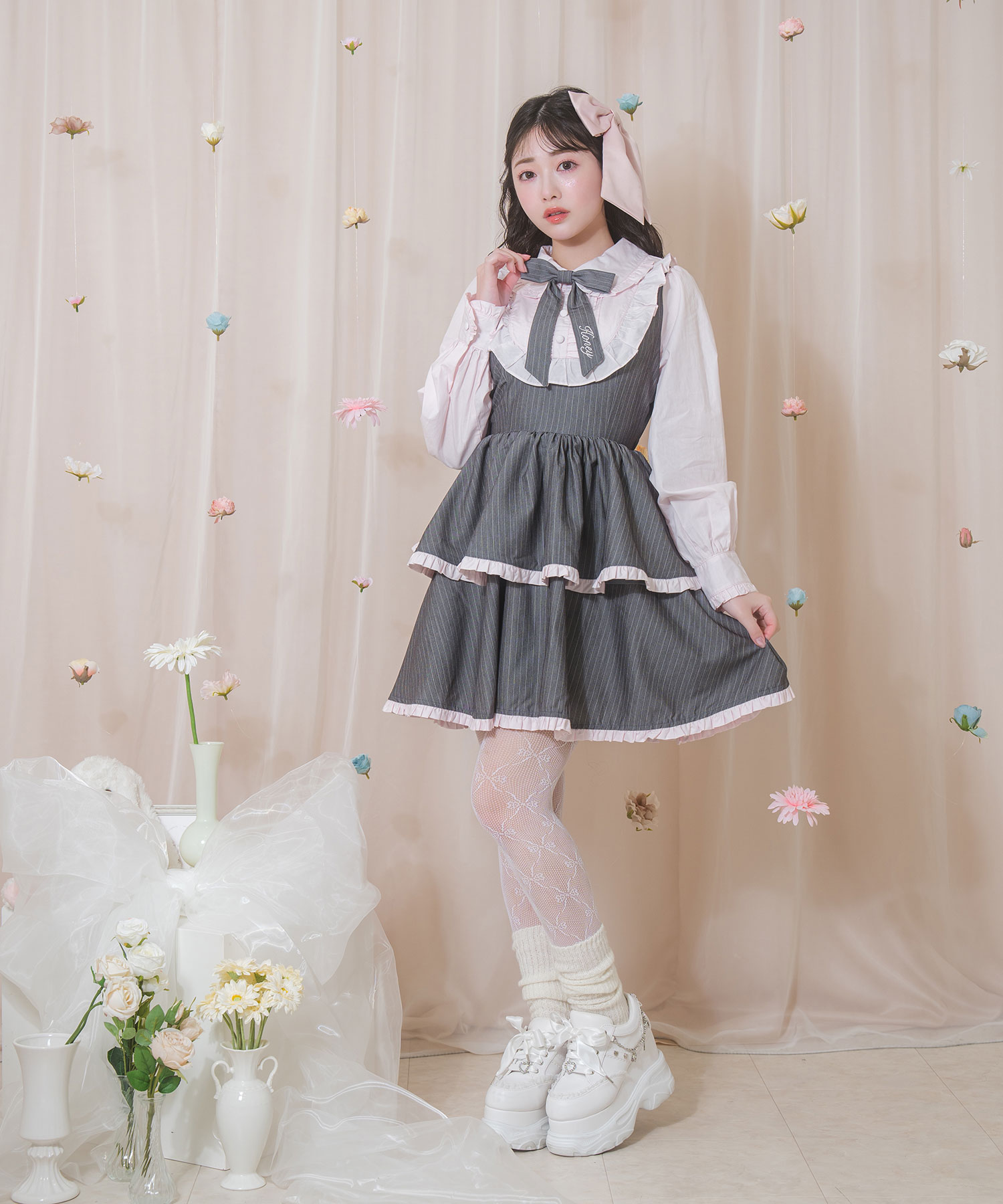 ボウタイリボンストライプワンピース – BUNNY APARTMENT