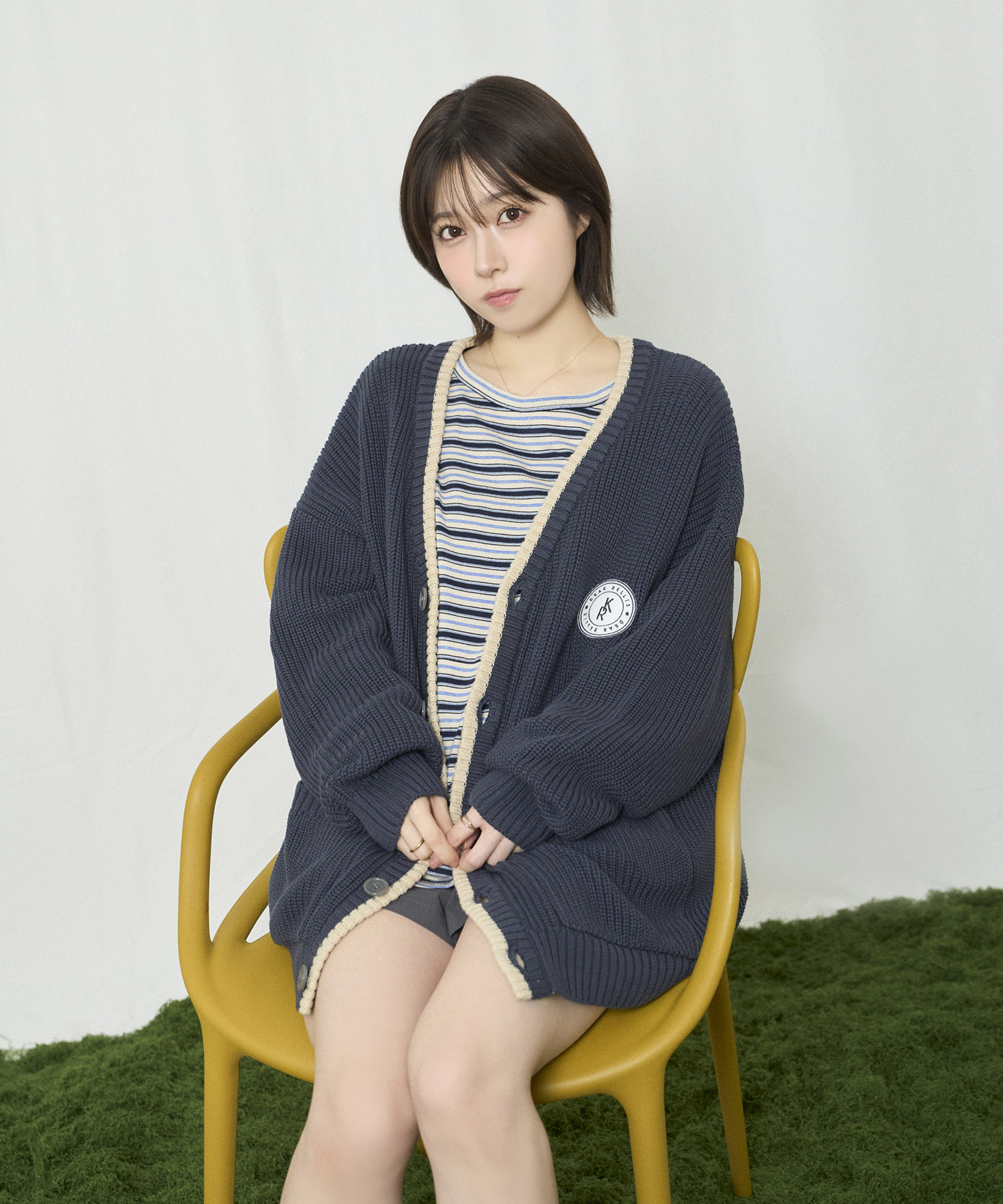 ラインニットカーディガン / ネイビー – BUNNY APARTMENT