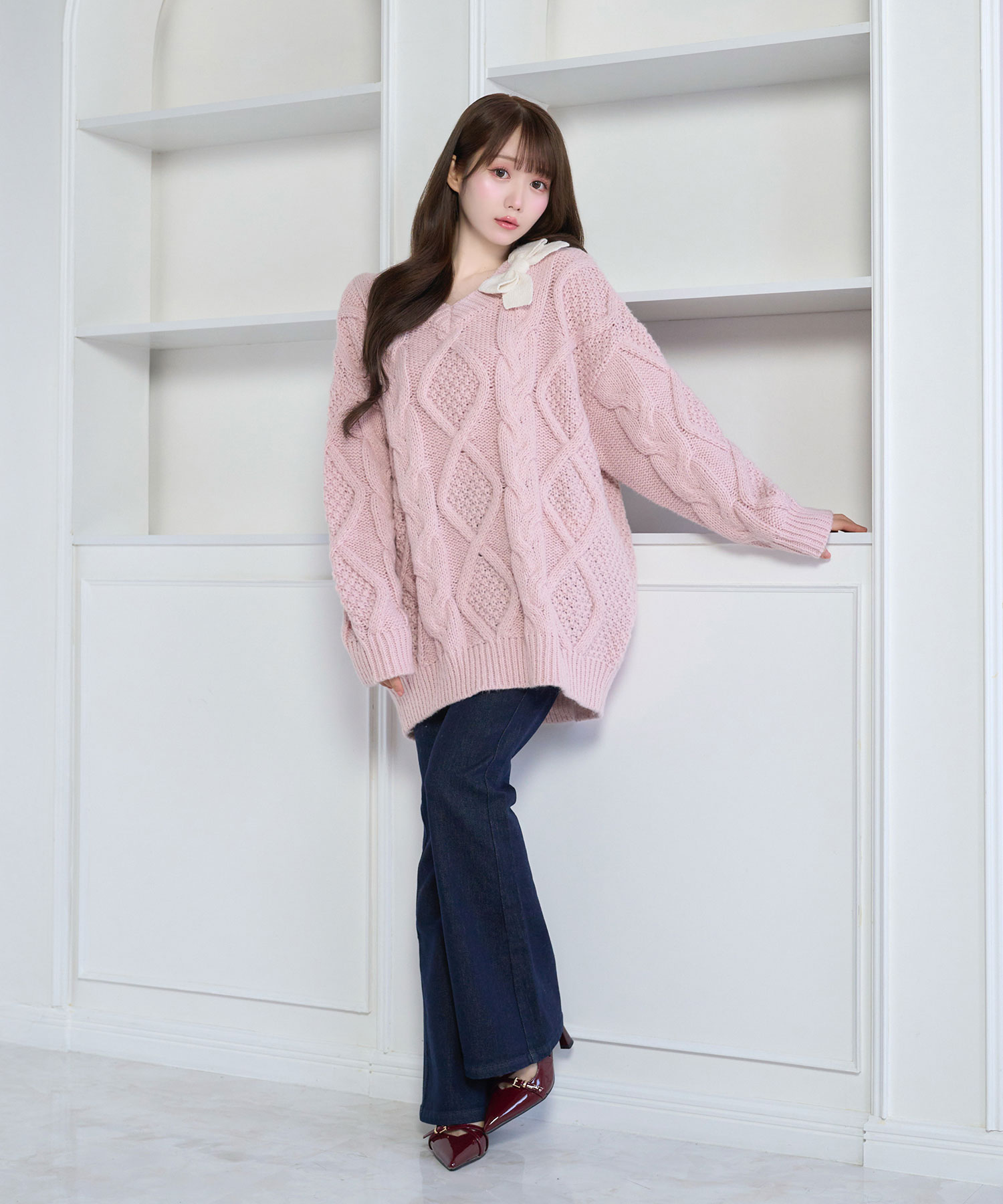 Rosé Muse Oversized cable knit OPロゼミュ Oversized cable knit OP