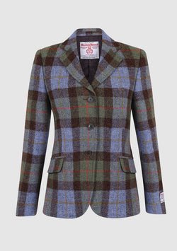Harris Tweed Ladies Claire Hacking Jacket - Green/Blue Check
