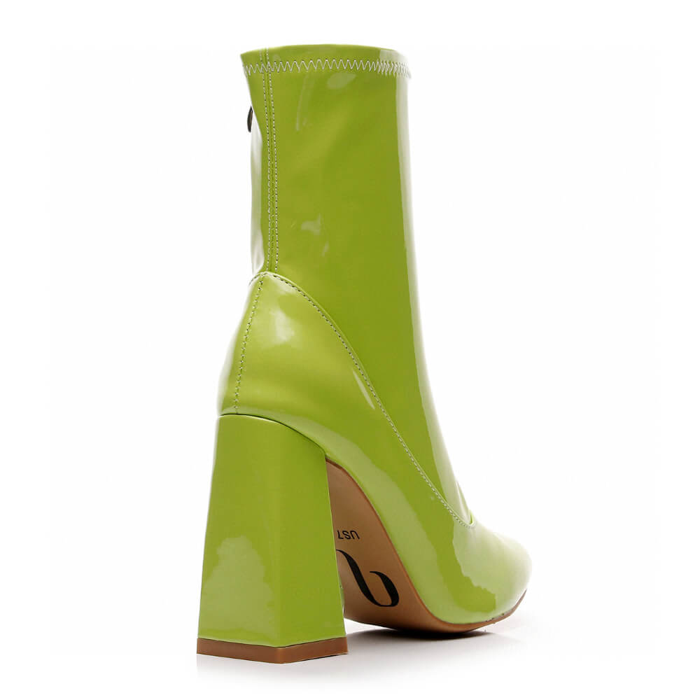 La Gogo Ankle Boot - Chartreuse Wet Look - Street Sole – Burju Shoes