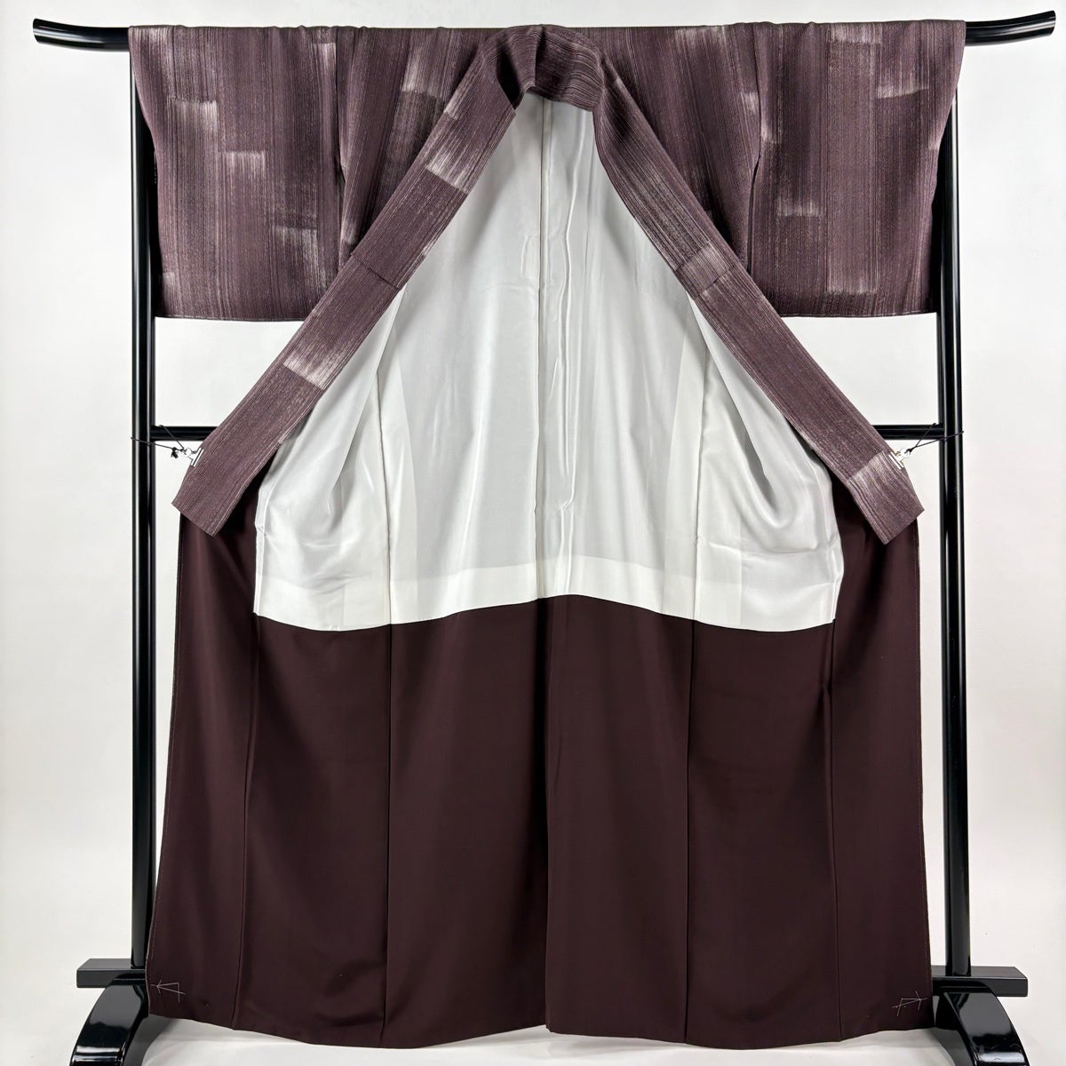 美品】 小紋 身丈167.5cm 裄丈68cm L 袷 名古屋帯セット 幾何学模様 茶