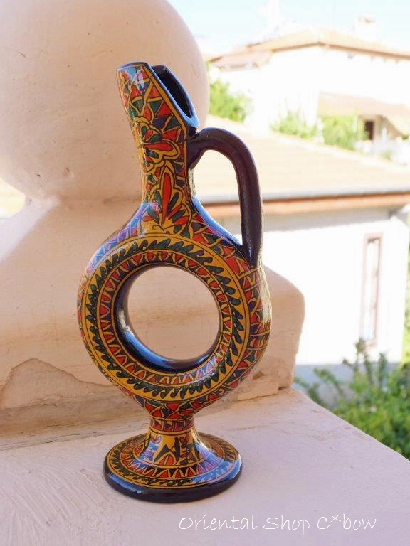 トルコ雑貨【アヴァノス陶器 飾り壺 ワインデキャンタ】 トルコ雑貨