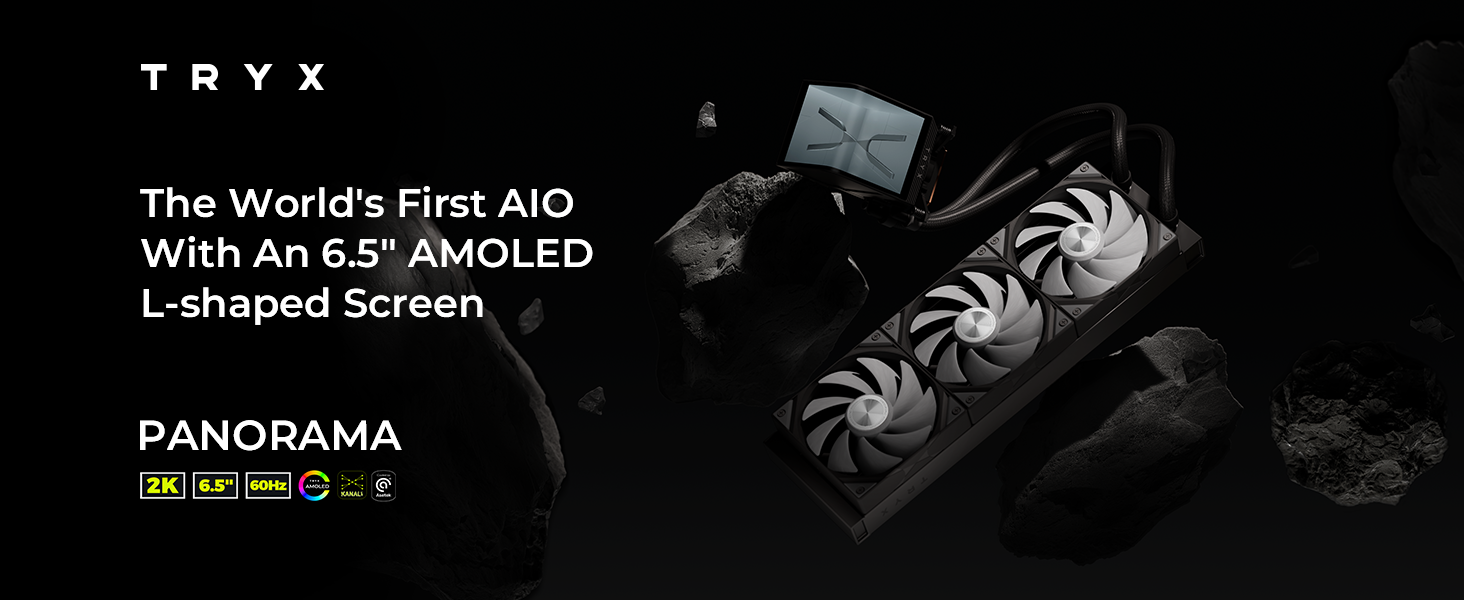 TRYX Panorama 360 Asetek 8th Gen V2 Non-ARGB AIO Cooler (Black) L