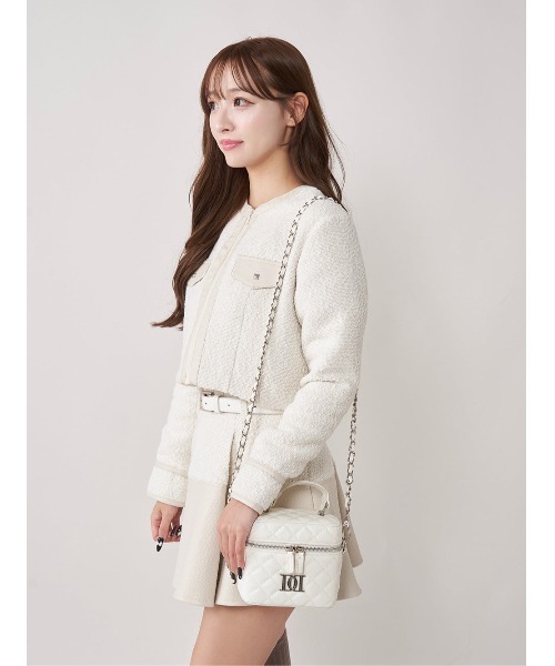 キルティングスクエアミニバッグ(シルバーパーツ)（ハンドバッグ