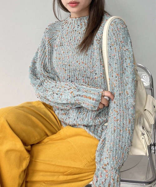 セール】◇カラフルネップ ハイネックニットプルオーバー（ニット