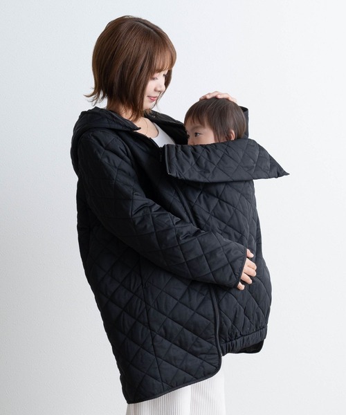 セール】だっこおんぶ対応 キルティングママコート [軽アウター 冬