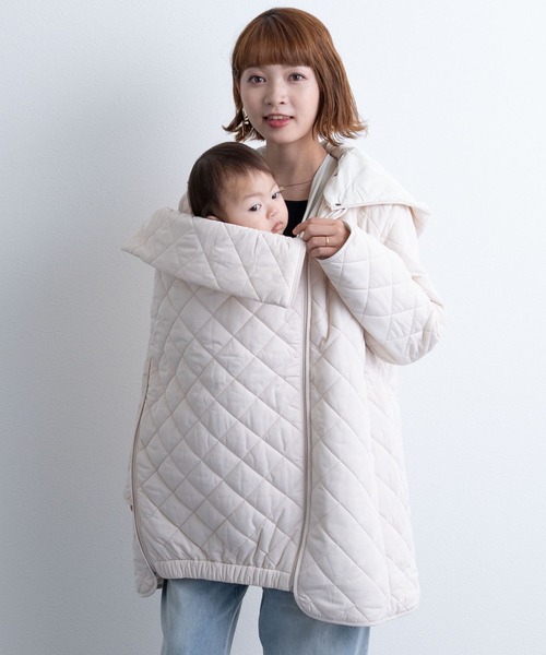 セール】だっこおんぶ対応 キルティングママコート [軽アウター 冬