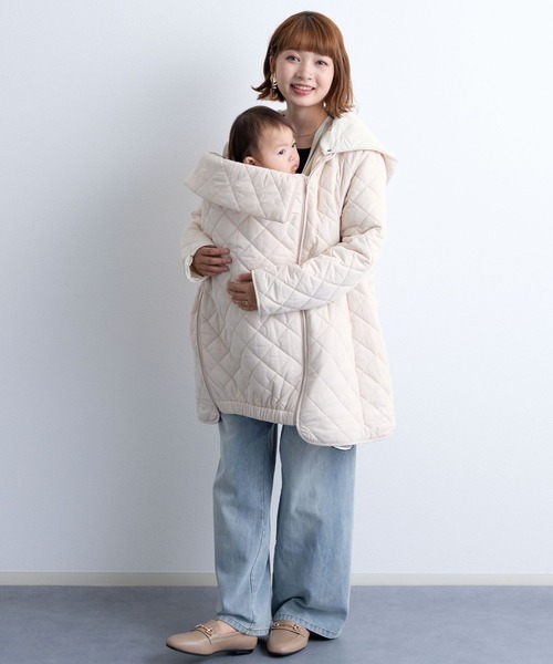 セール】だっこおんぶ対応 キルティングママコート [軽アウター 冬