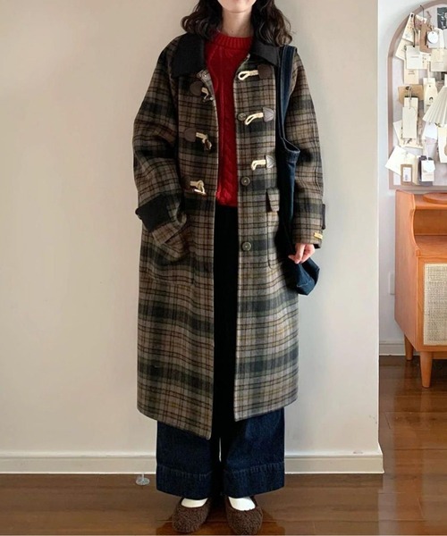 チェック柄ダッフルコート（ダッフルコート）｜CHUL（チュル）の