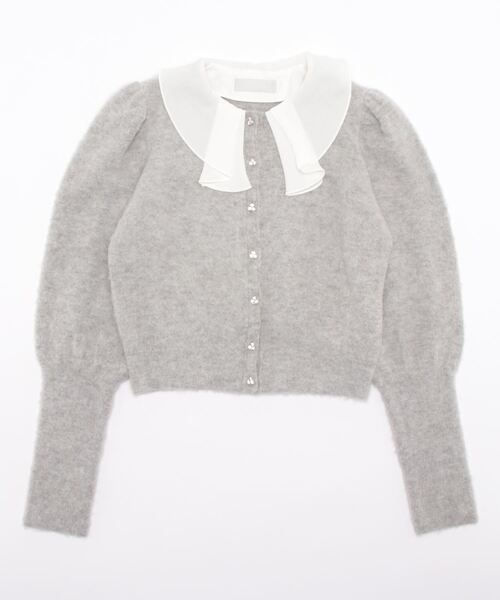 CELFORD（セルフォード）の「フリルカラー付きビジューカーデ（ニット