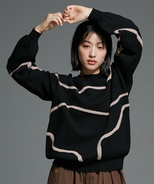 セール】アート柄ジャガードニット ［Soiunique］（ニット/セーター