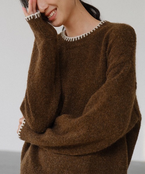 セール】ニットセットアップ 上下セット 配色（セットアップ