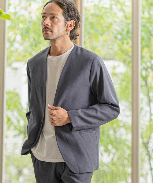 mj9515- ストレッチノーカラージャケット（ノーカラージャケット