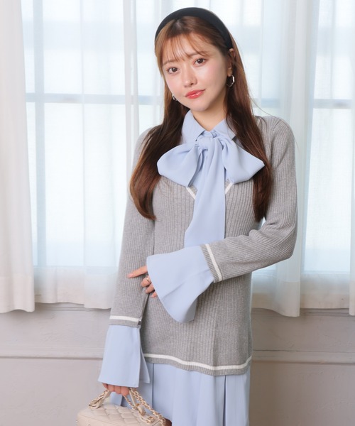 セール】シャツドッキングプリーツワンピース（ワンピース