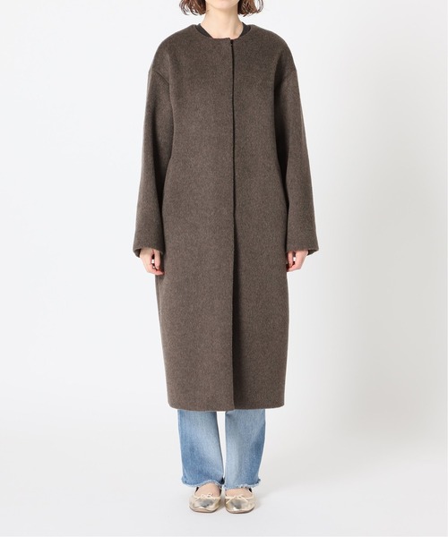 IENA（イエナ）の「ラムウールノーカラーロングコート◇（ノーカラー