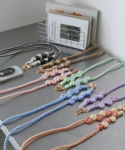 forksy.】マクラメ編み フラワー スマホストラップ forksy.│MONO-MART