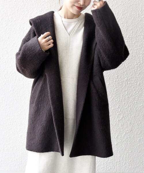 セール】SHIPS any: シャギー フーディー ガウン コート（その他
