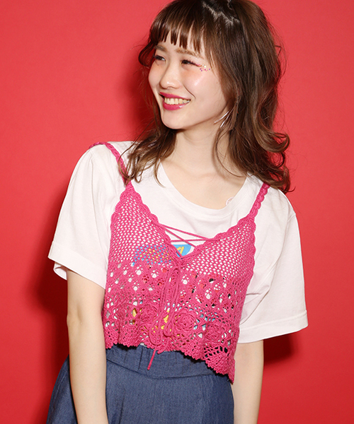 ozz oneste 2way桜刺繍キャミソール OZZON（オレンジ/橙色系）のフリマ