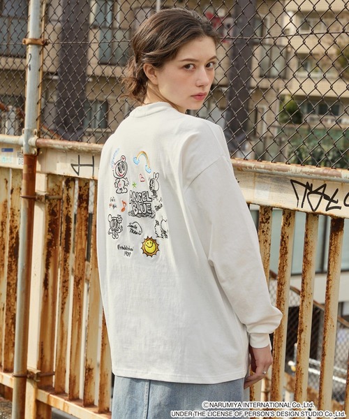 ANGEL BLUE】別注 エンジェルブルー グラフィック刺繍 オーバーサイズ