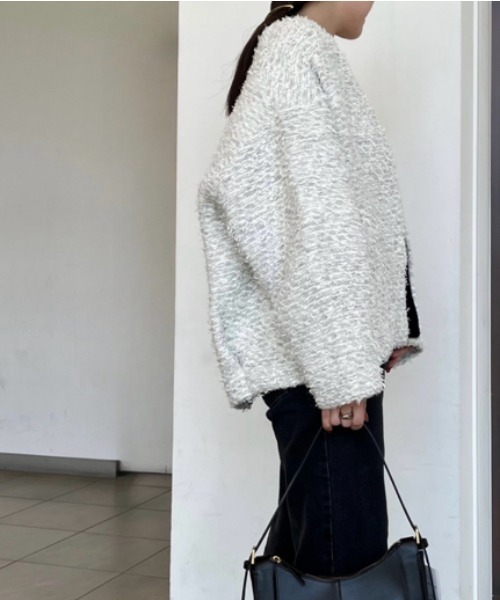 Mila Owen（ミラオーウェン）の「ミックスツイードニットカーディガン