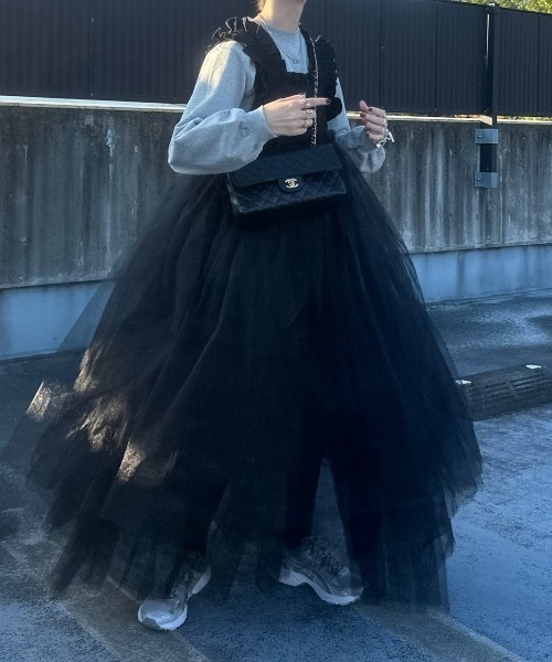 PERNA（ペルナ）の「チュールギャザーキャミワンピース（ワンピース