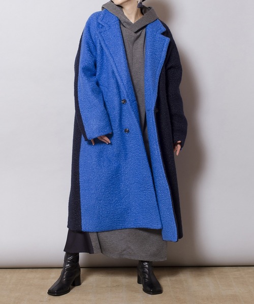 セール】バイカラーダブルブレストコート（ダウンジャケット/コート