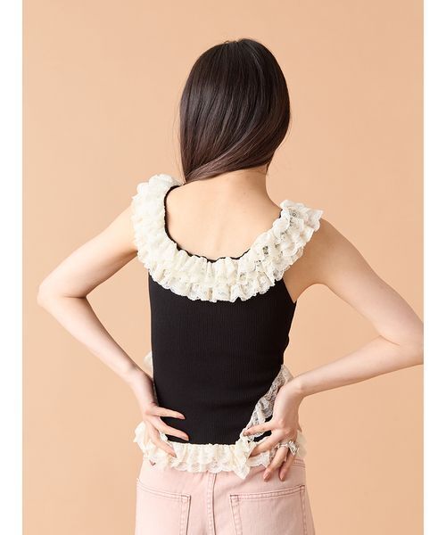 セール】2wayレースフリルニットトップス（ニット/セーター）｜LILY