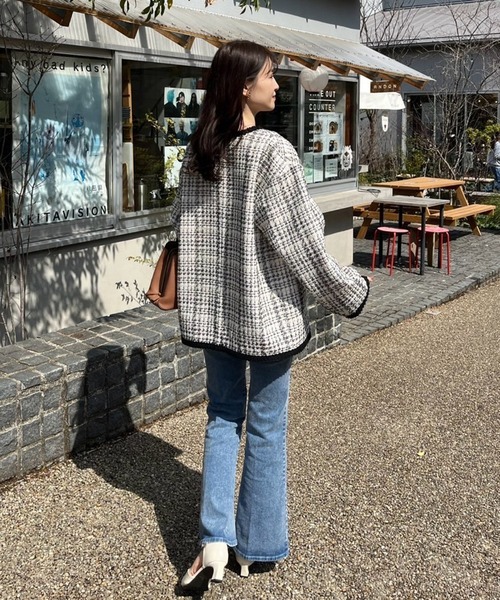 WEB限定/ツイードジャケット（ノーカラージャケット）｜one after