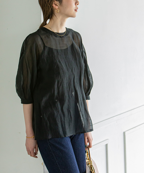 セール】シースルーバルーンスリーブブラウス（シャツ/ブラウス