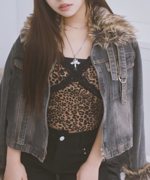 カップ付きキャミソール/ヒョウ柄レース/レオパード（キャミソール