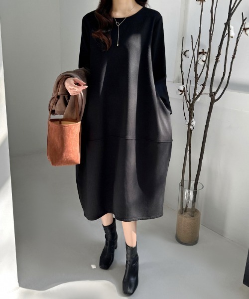 セール】ラフに着こなす、リラックスワンピ。 裏起毛 コクーン