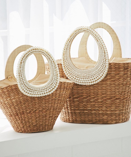 mimi203☆パールハンドルバスケット☆S チェーン付き La boutique